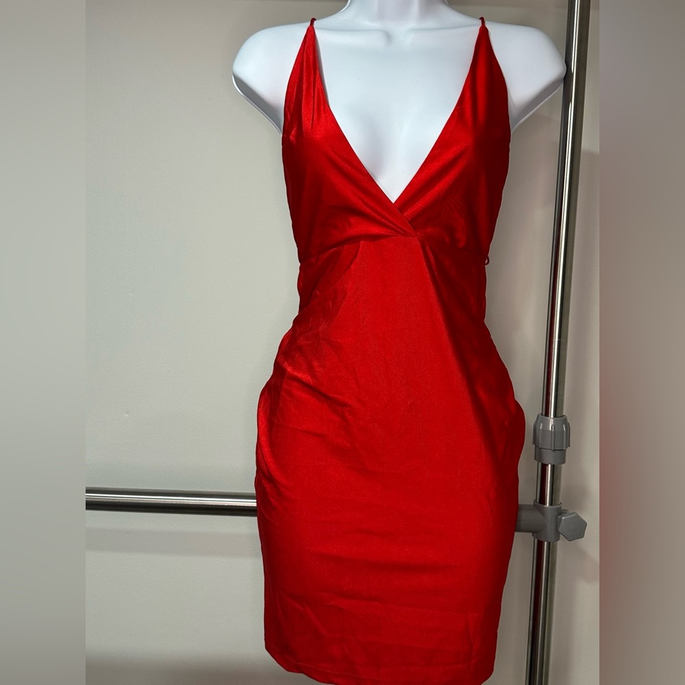 Sexy red dress open back